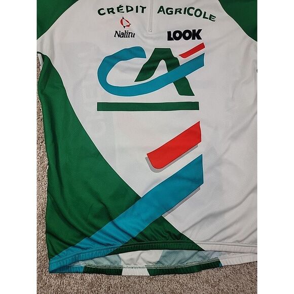 Credit Agricole Cycling Shirt Vintage Zip Up Terry Cloth Lined 80s Medium - Picture 8 of 16
